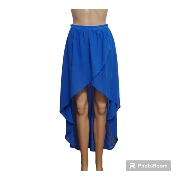 Streetwear Society Assymetrical Skort Style Chiffon Maxi Dress - Picture 2 of 9